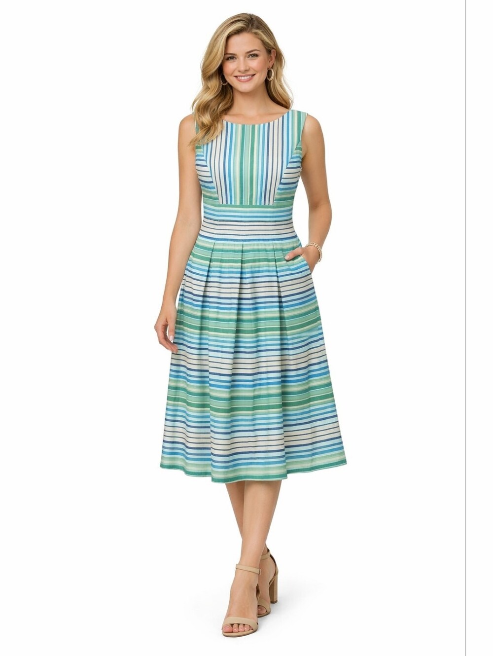 Nine West Striped Cotton Sleeveless Dress Size 4